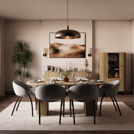 Stół okrągły rozkładany 100 cm dąb cremona frezowana podstawa OLIVO